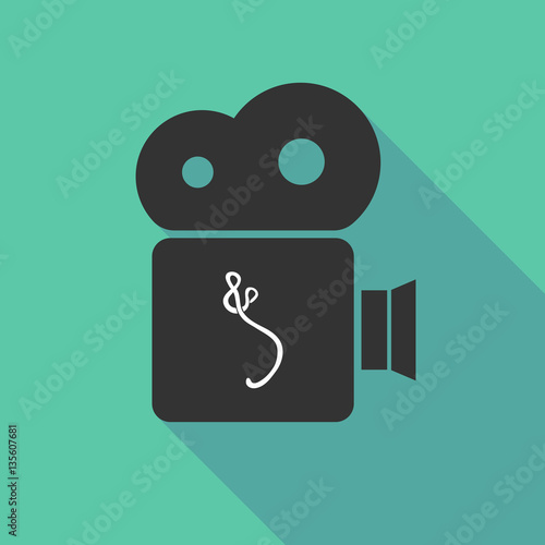 Long shadow cinema camera with  an ebola sign