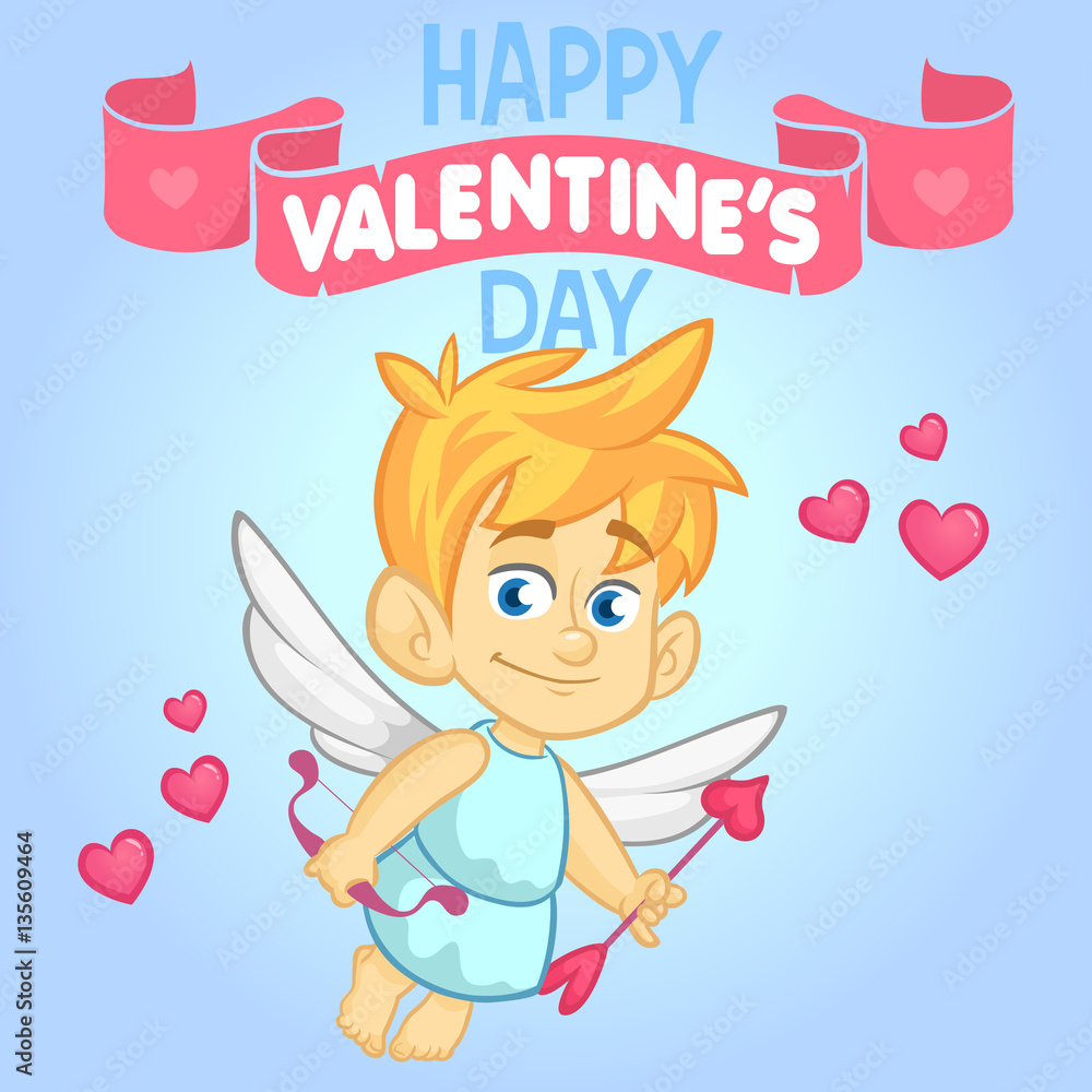 Cartoon cupid. St Valentine's vector postcard Cartoon cupid. St Valentine's vector postcard