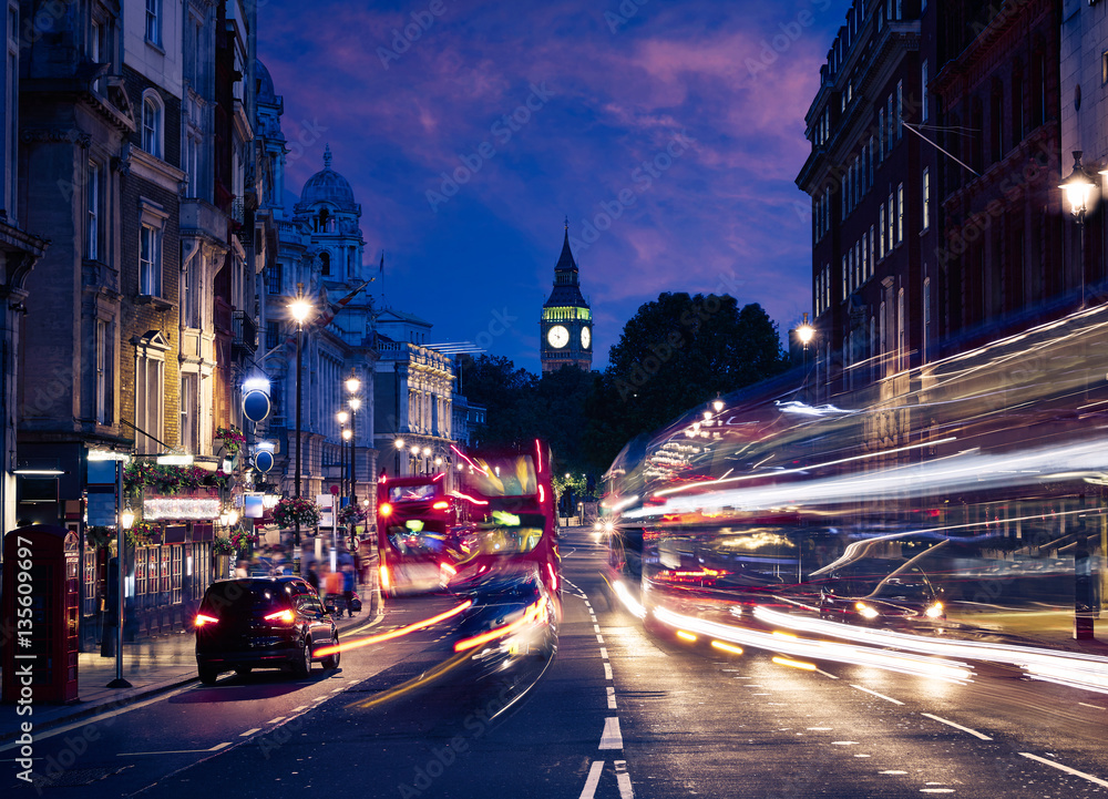 London Big Ben from Trafalgar Square traffic