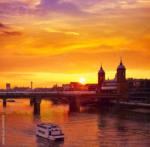 London sunset at Thames with St Paul Pauls © lunamarina