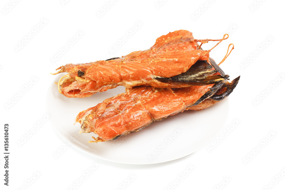 The trimmings salmon cold smoked on plate The trimmings salmon cold smoked on plate