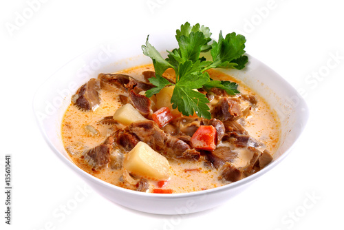 Soup with beef and mushrooms