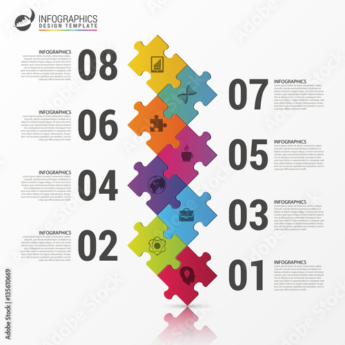 nfographics design. Timeline template. Puzzle concept. Vector