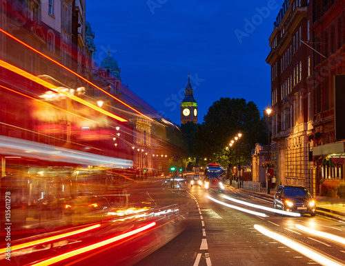 London Big Ben from Trafalgar Square traffic