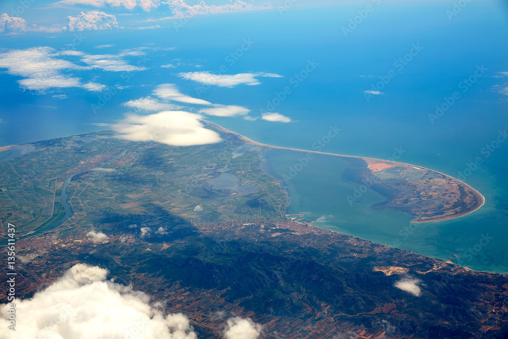 Obraz premium Deltebre Aerial Delta Ebro river in Tarragona