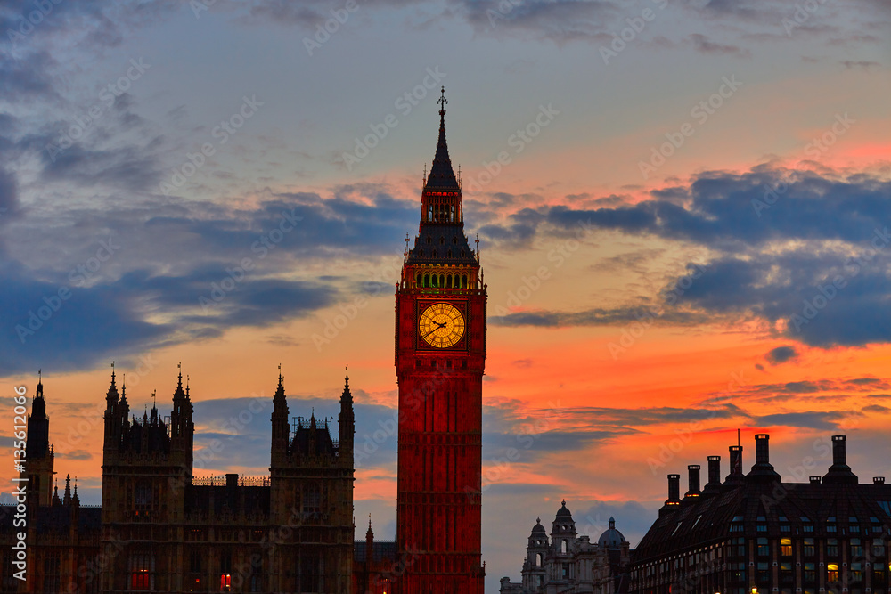 Fototapeta premium Big Ben Clock Tower London at Thames River