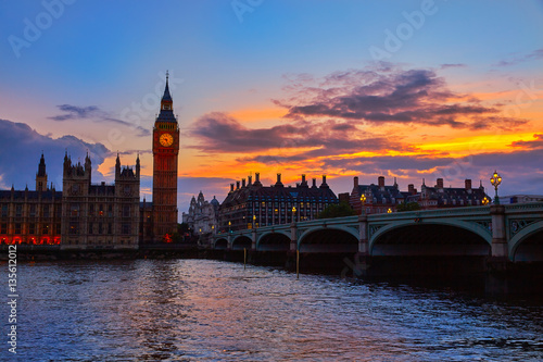 Big Ben Clock Tower London at Thames River © lunamarina