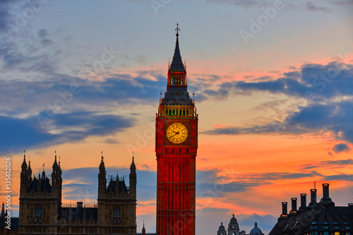 Big Ben Clock Tower London at Thames River