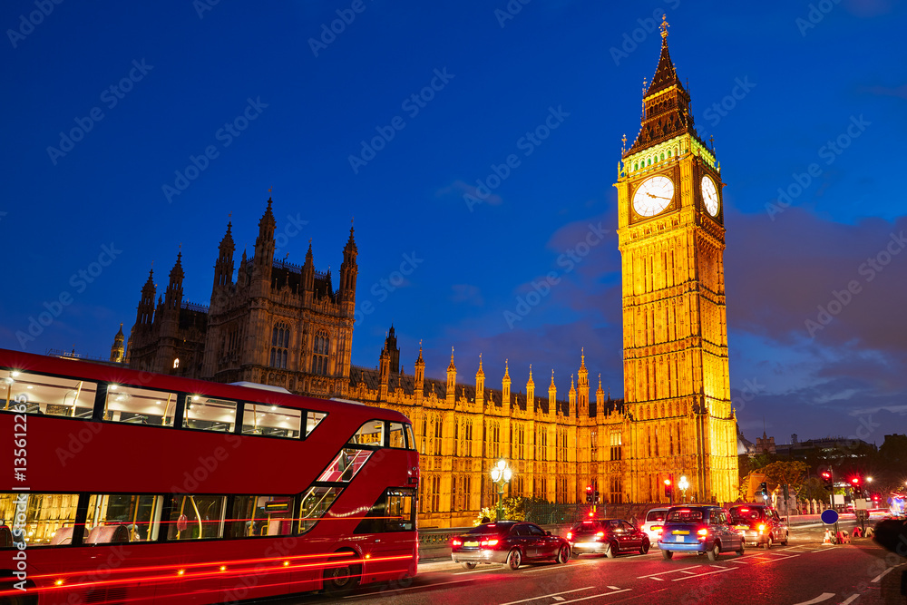 Big Ben Clock Tower with London Bus