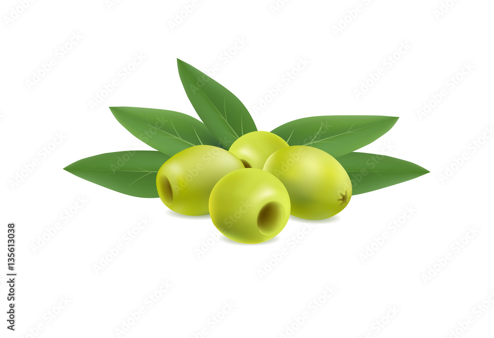 Obraz premium illustration of olives on white background