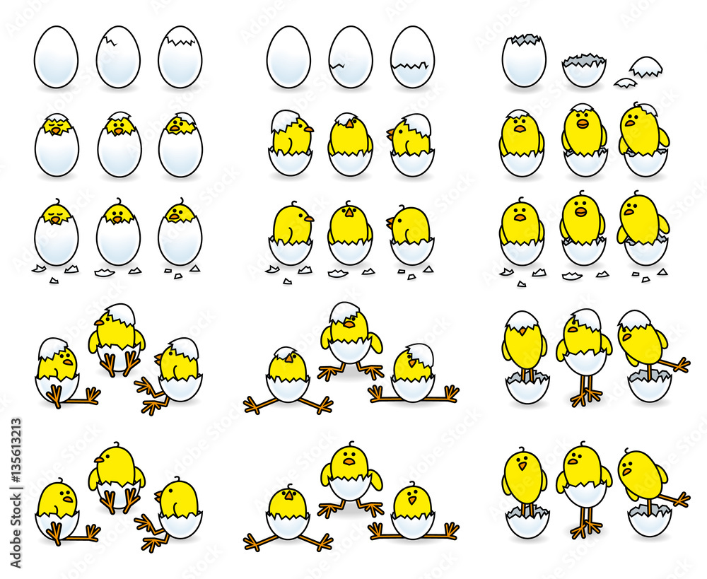 Easter Chicks Hatching from Eggs Easter Chicks Hatching from Eggs