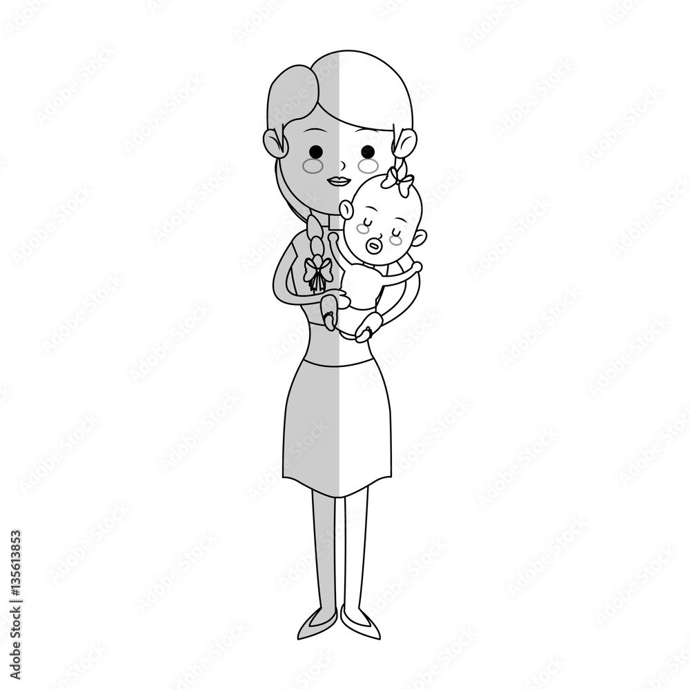 woman holding a baby over white background. vector illustration woman holding a baby over white background. vector illustration