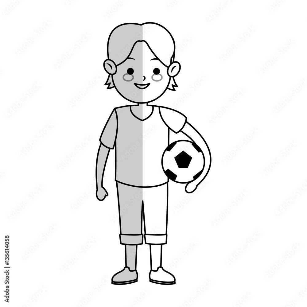 boy with soccer ball over white background. vector illustration boy with soccer ball over white background. vector illustration