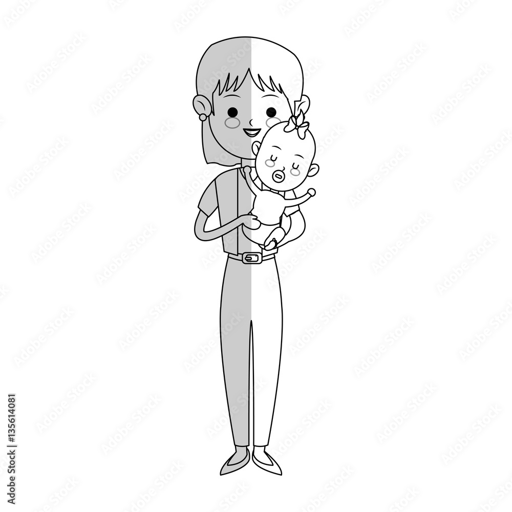 woman holding a baby over white background. vector illustration woman holding a baby over white background. vector illustration