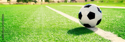 Canvas Print Traditional soccer ball on soccer field