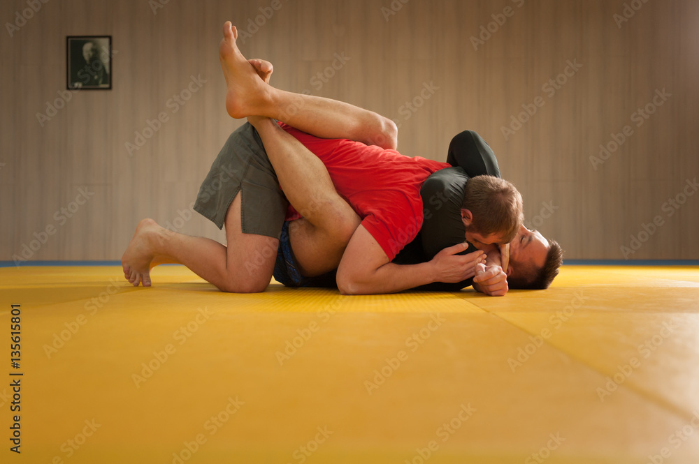 Fighter Struggling in Choke Hold Stock Photo - Image of grappling, holding:  28019600