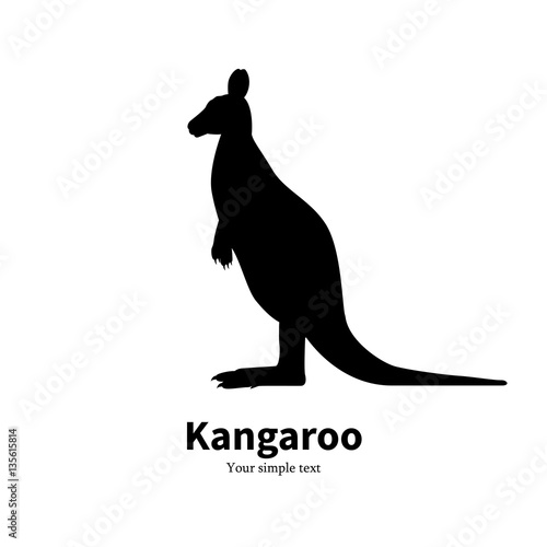 Vector illustration black silhouette kangaroo