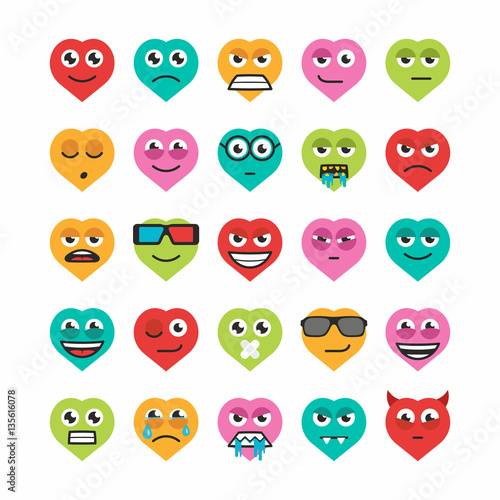 Set heart emoticons