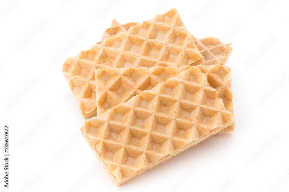 Waffle with crem isolated on white background. Waffle with crem isolated on white background.