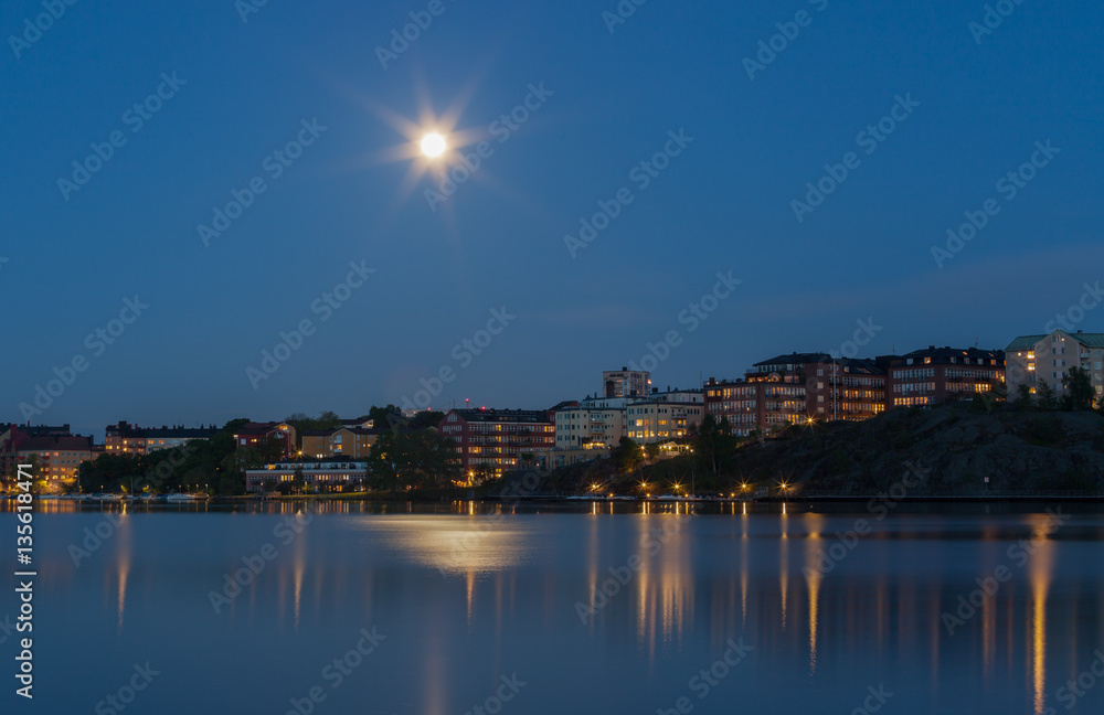 Moonlight over Stockholm, Sweden