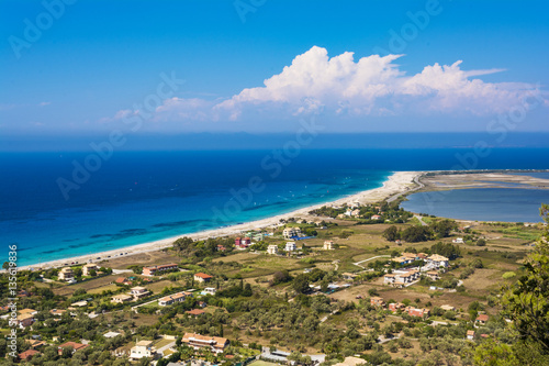 Panoramic view of sandy beach on the island of Lefkada