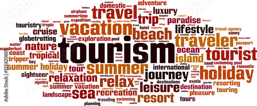 Tourism word cloud concept. Vector illustration