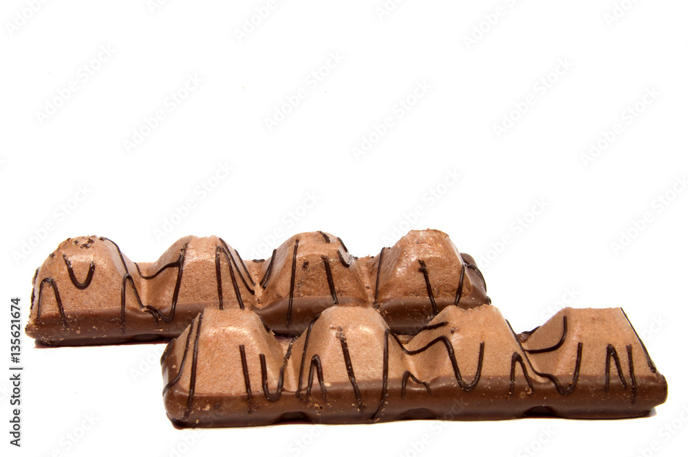 chocolate wafer sticks isolated on white background chocolate wafer sticks isolated on white background