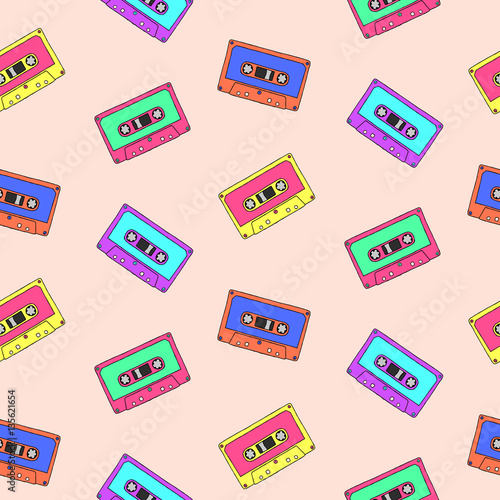 Seamless pattern with audio tapes
