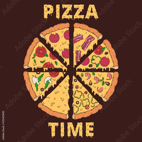 Hand-drawn pizza slices
