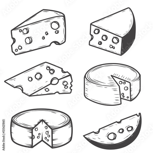 Set of cheese icons isolated on white background. Design element
