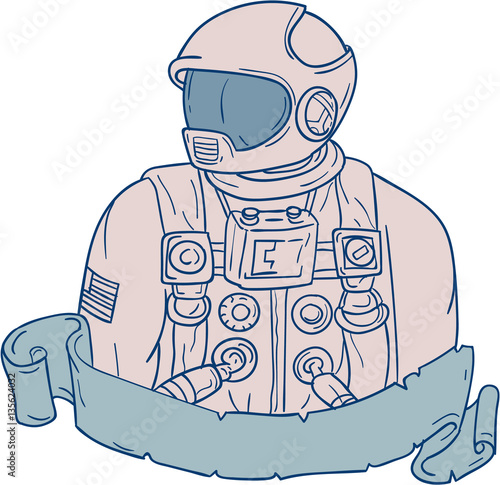 Astronaut Bust Ribbon Drawing