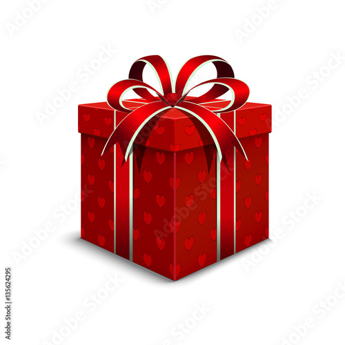 3d packaging Valentine's Day. Realistic gift box with a red colo