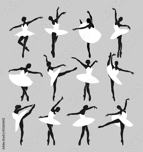 Silhouettes of ballerinas dancing the Swan Lake