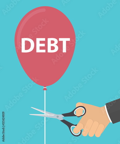 Hand cutting debt balloon string with scissors