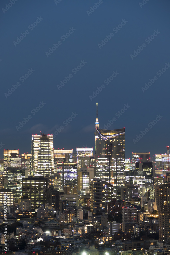 東京タイムラプス 夜景 東京タワー 東京スカイツリー 摩天楼 虎ノ門 神谷町 西新橋 Stock 写真 Adobe Stock