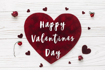 happy valentines day text sign.valentine. stylish velvet hearts