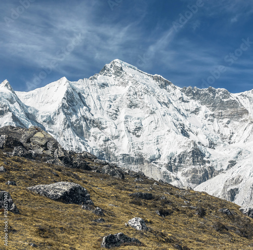 View of the sixth highest mountain of the world Cho Oyu (8201 m) - Gokyo region, Nepal, Himalayas photo