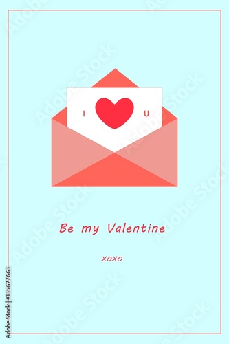 Love letter flat design postcard