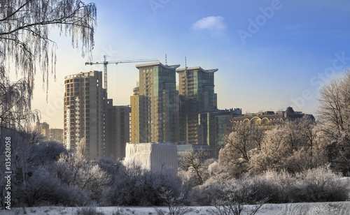 Construction of high-rise building tower crane