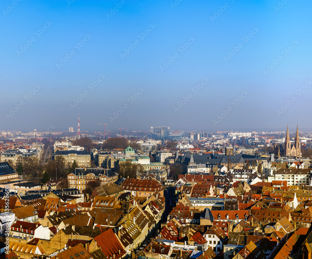 Strasbourg city aerial view from the tower