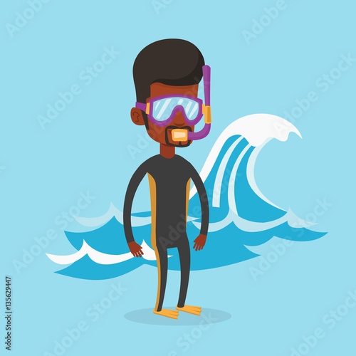 Young scuba diver vector illustration.