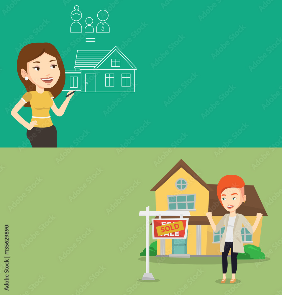 Two real estate banners with space for text. Two real estate banners with space for text.