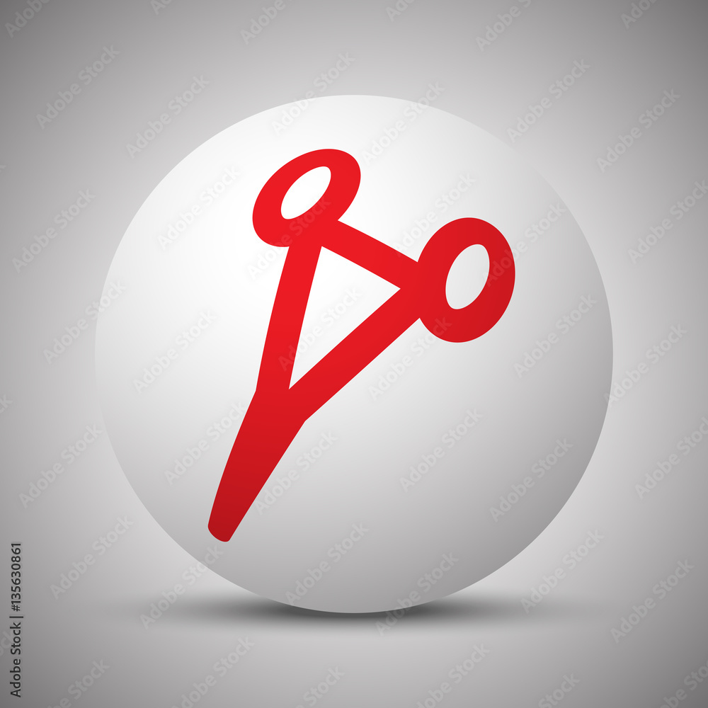 Red Surgical Clamps icon on white sphere Red Surgical Clamps icon on white sphere