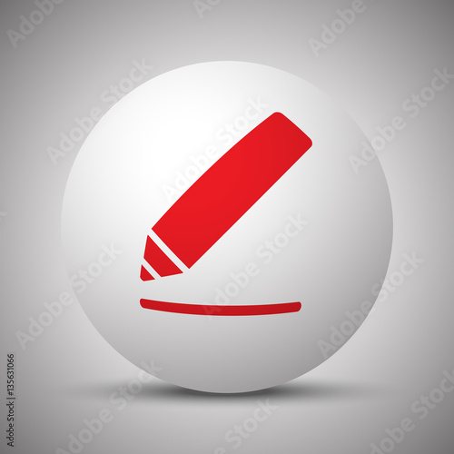 Red Sign Here icon on white sphere