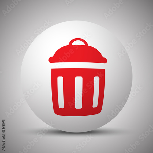 Red Delete icon on white sphere