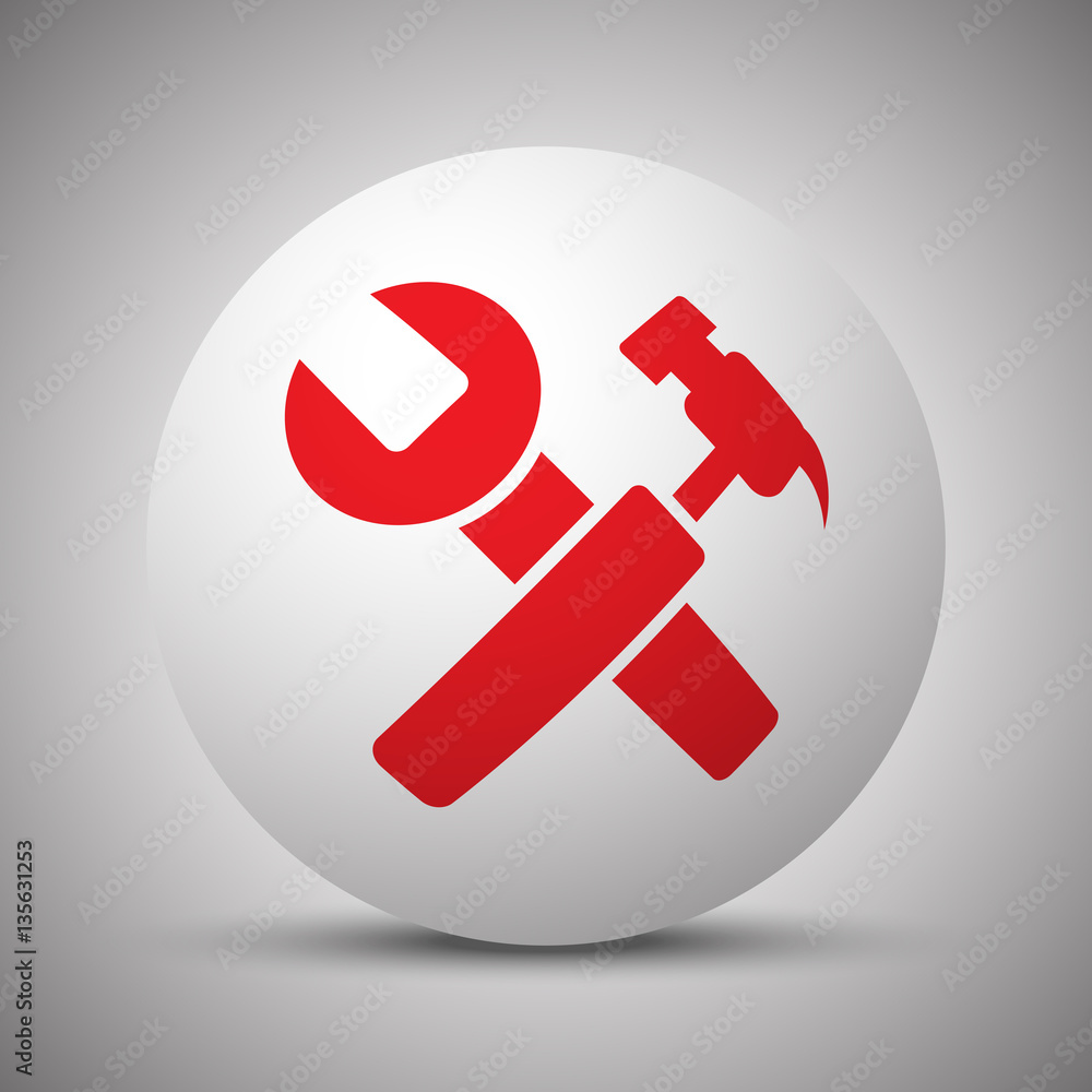 Red Service icon on white sphere Red Service icon on white sphere