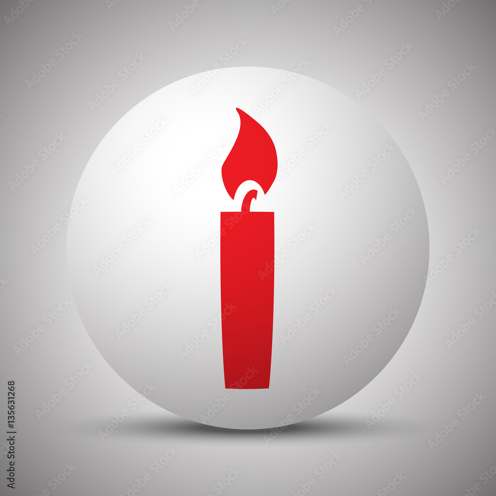 Obraz premium Red Candle Light icon on white sphere