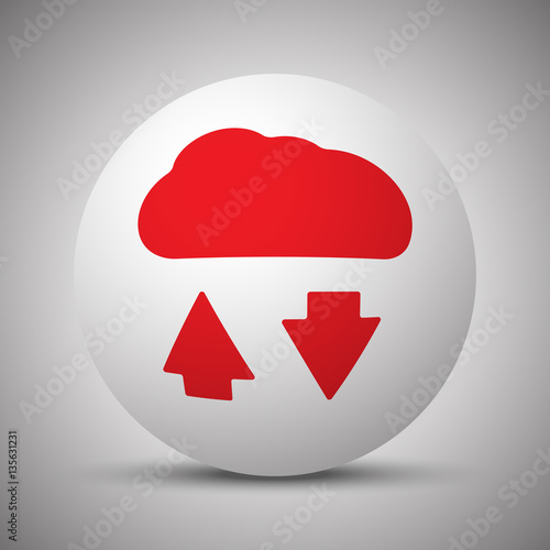 Red Cloud Computing icon on white sphere