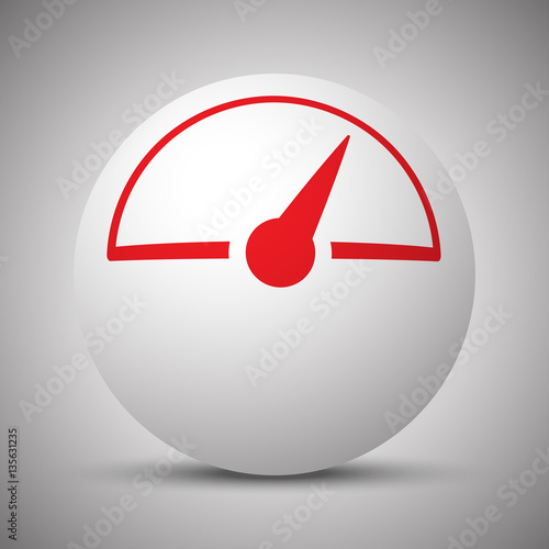 Red Speed Meter icon on white sphere