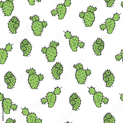 Seamless pattern with cactus prickly pear for textile, ceramics, fabric, print, cards, wrapping